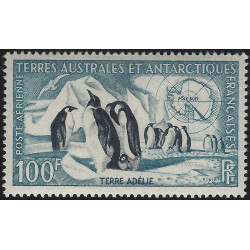 Manchots empereurs timbre T.A.A.F. poste aérienne N°3 neuf**.