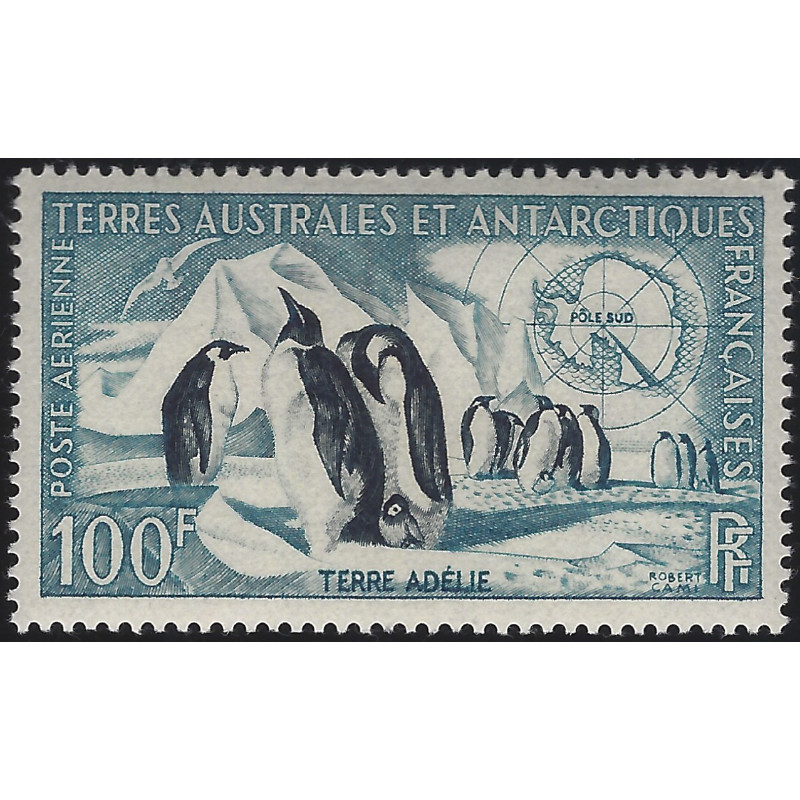Manchots empereurs timbre T.A.A.F. poste aérienne N°3 neuf**.