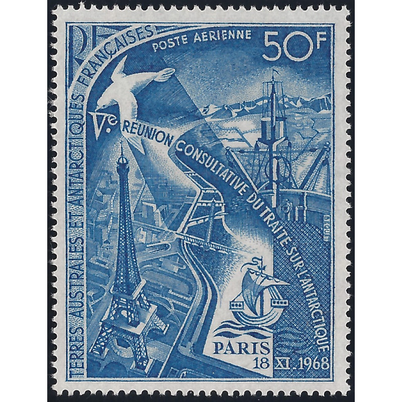 T.A.A.F. Traité de l'Antarctique timbre poste aérienne N°18 neuf**.