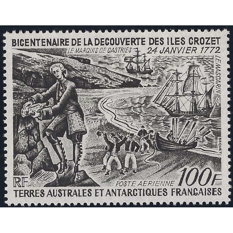 T.A.A.F. Découverte des iles Crozet timbre poste aérienne N°27 neuf**.