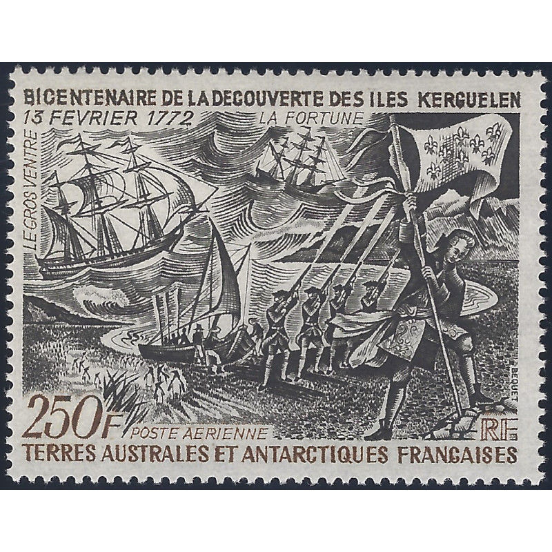 Découverte des iles Kerguelen T.A.A.F. poste aérienne N°28 neuf**.