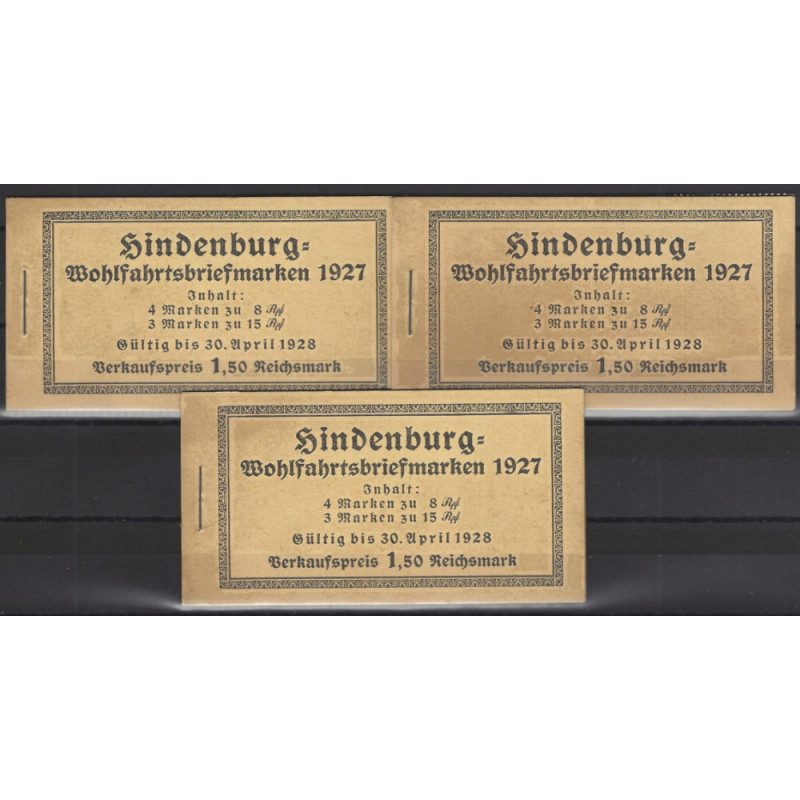 Allemagne lot de 3 carnets timbres Hindenburg N°C394 neuf*.