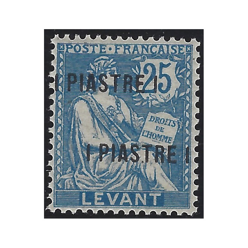 Levant timbre-poste N°17a variété double surcharge neuf