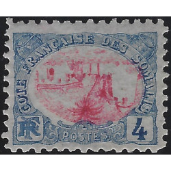 Cote française des Somalis timbre-poste N°39b variété centre renversé neuf**.