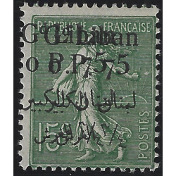 Grand Liban timbre-poste N°25b variété double surcharge neuf**.