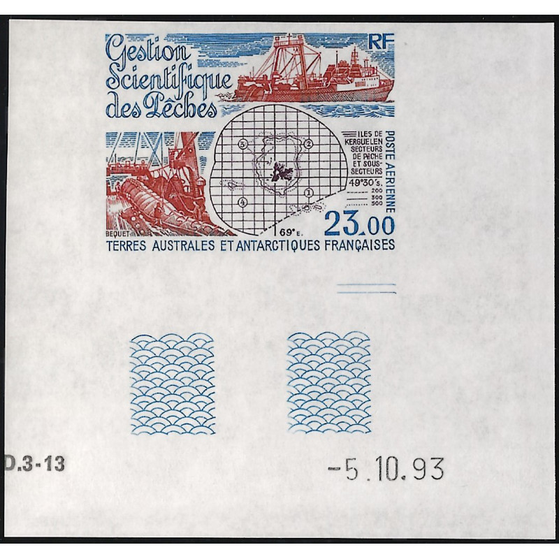 Gestion scientifique des pêches timbre T.A.A.F. poste aérienne N°130 non dentelé neuf**.