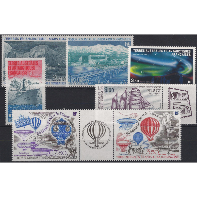 Timbres T.A.A.F. poste aérienne N°79-85 série neufs**.
