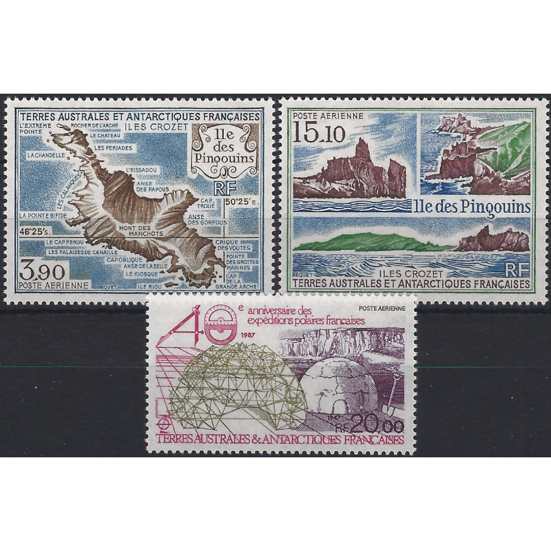 T.A.A.F. timbres poste aérienne N°100-102 série neuf**.