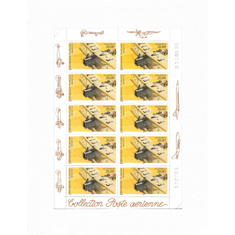 Feuillet 10 timbres Poste aérienne Breguet XIV neuf**.