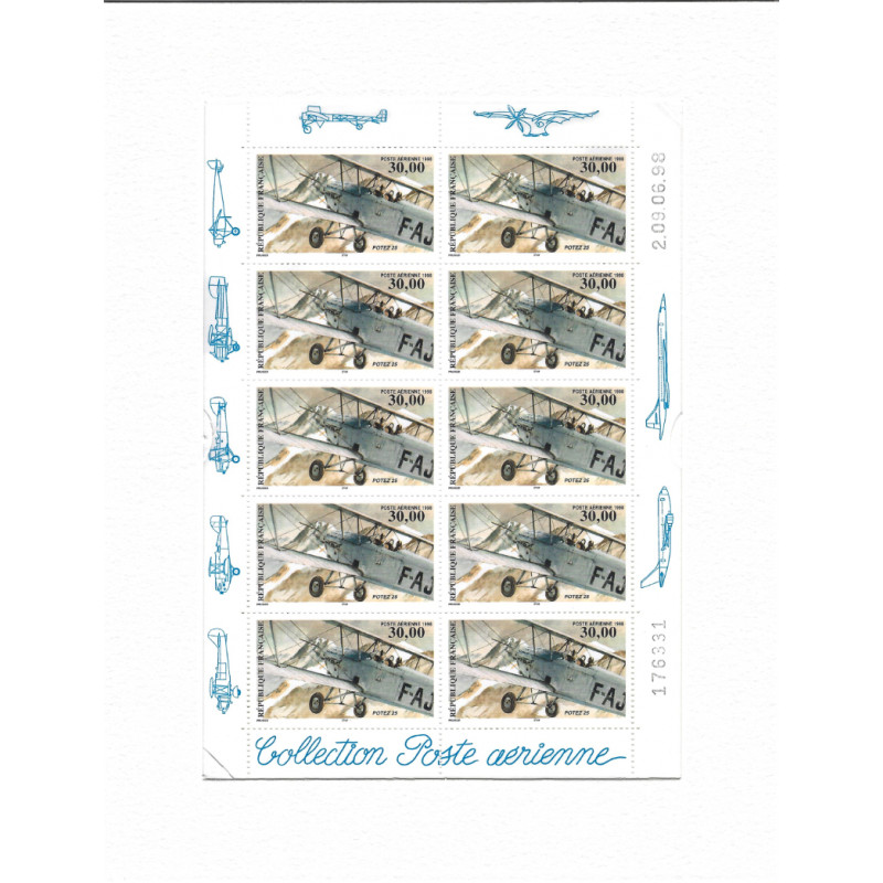 Feuillet 10 timbres Poste aérienne Potez 25 neuf**.