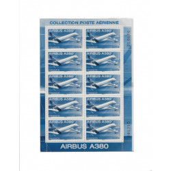 Feuillet 10 timbres Poste aérienne Airbus A380 N°F69a neuf**.