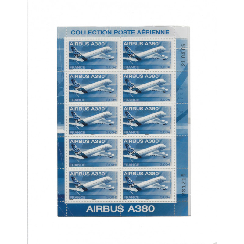 Feuillet 10 timbres Poste aérienne Airbus A380 N°F69a neuf**.