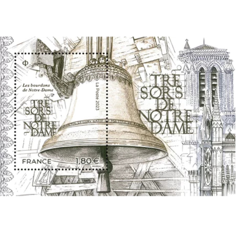 Feuillet de timbre Trésors de Notre Dame 2023 neuf**.
