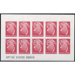 Cagou rouge carnet de 10 timbres Nouvelle Calédonie autoadhésifs N°C1072 neuf.