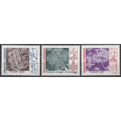 Pétroglyphes calédoniens timbres Nouvelle Calédonie N°955-957 série neuf**.
