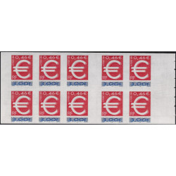 Carnet de 10 timbres autoadhésifs - Euro variété N°3215-C1b.