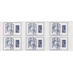 Carnet de 6 timbres Marianne Datamatrix bleu N°1216A-C1.