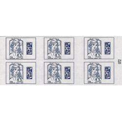 Carnet de 6 timbres Marianne Datamatrix bleu N°1176A-C1.