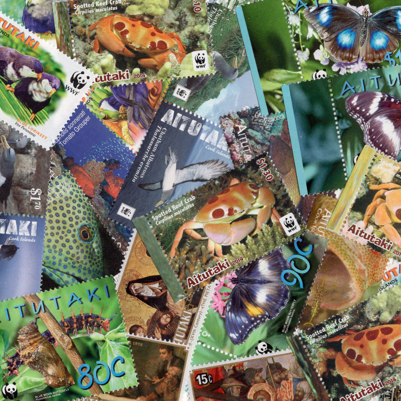 Aitutaki timbres de collection tous différents.