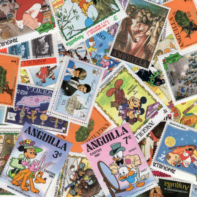 Anguilla timbres de collection tous différents.