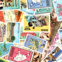 Barbuda timbres de collection tous différents.