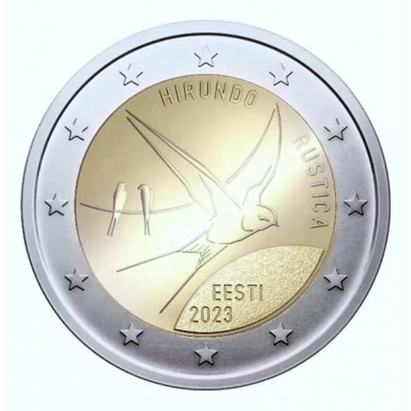 2 euros commémorative Estonie 2023 - Hirondelle rustique.
