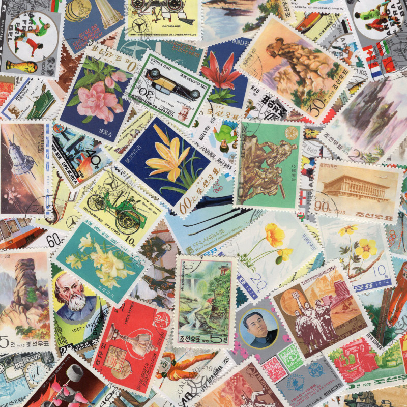 Corée du Nord timbres de collection tous différents.