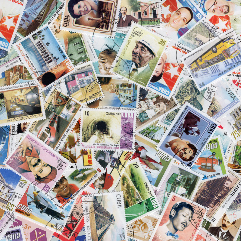 Cuba timbres de collection tous différents.