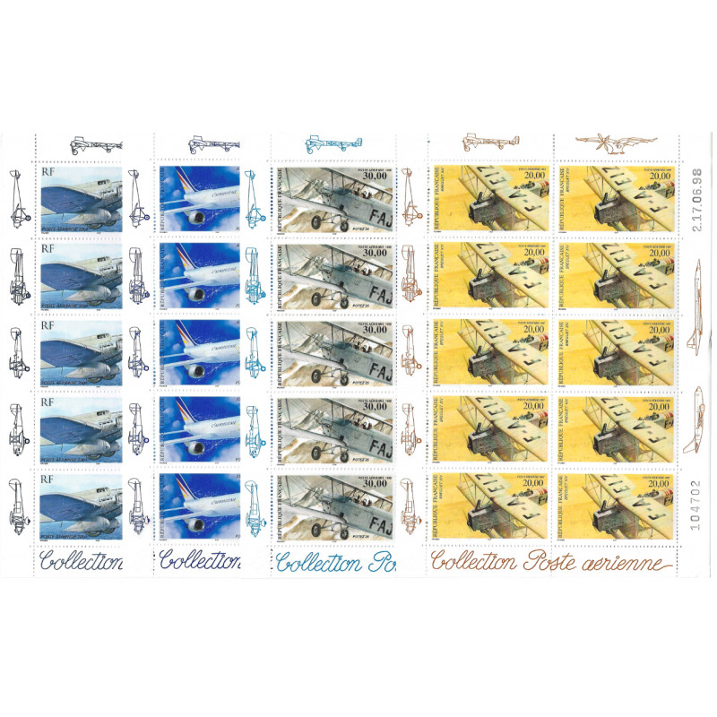 Série de 4 feuillets 10 timbres Poste aérienne F61a-F64a neuf**.