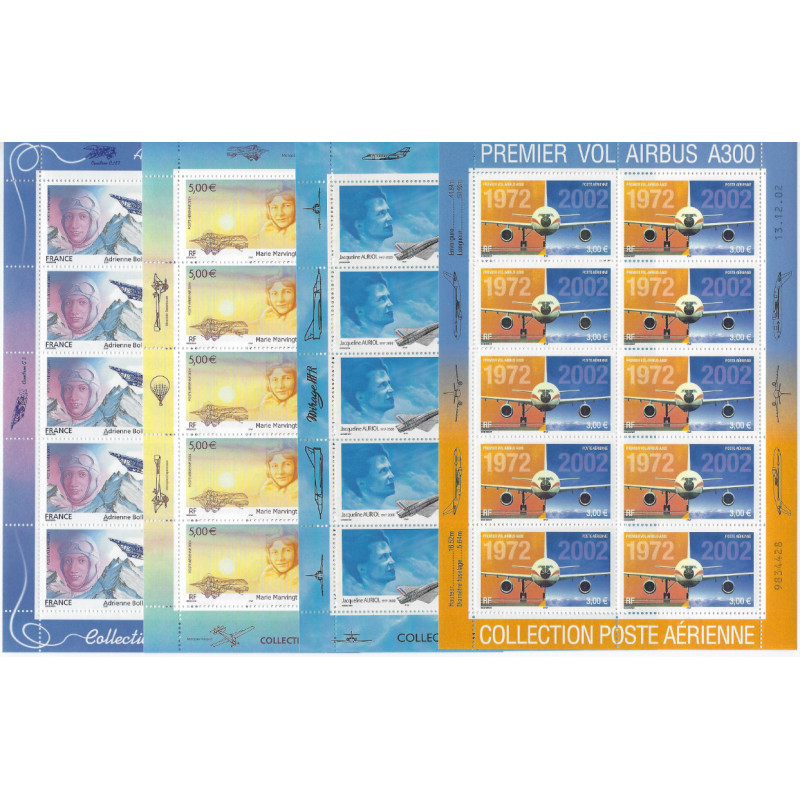 Série de 4 feuillets 10 timbres Poste aérienne F65a-F68a neuf**.