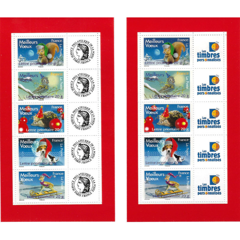 Série de 2 feuillets de 5 timbres Meilleurs vœux Cérès-T.P.P. - F4120A.