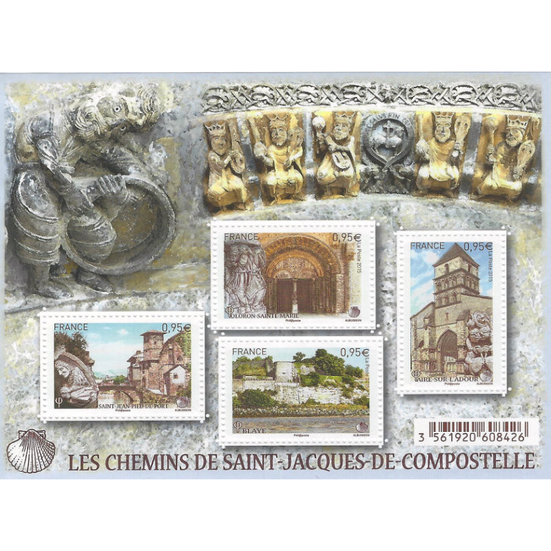 Feuillet de 4 timbres Les chemins de Saint-Jacques-de-Compostelle F4949 neuf**.