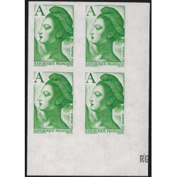 Marianne de Liberté timbre N°2423a non dentelé en bloc de 4 neuf**.