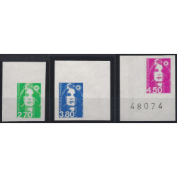 Marianne de Bicentenaire timbres N°3005-3007 série non dentelé neuf**.