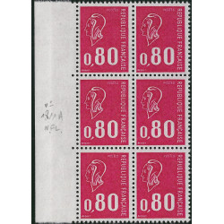 Marianne de Béquet timbre N°1816a sans bande phosphorescente bloc de 6 neuf**.