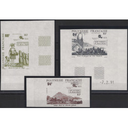 Le monde Maohi timbres Polynésie Française N°379-381 série non dentelé neuf**. R