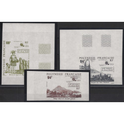 Le monde Maohi timbres Polynésie Française N°379-381 série non dentelé neuf**. R