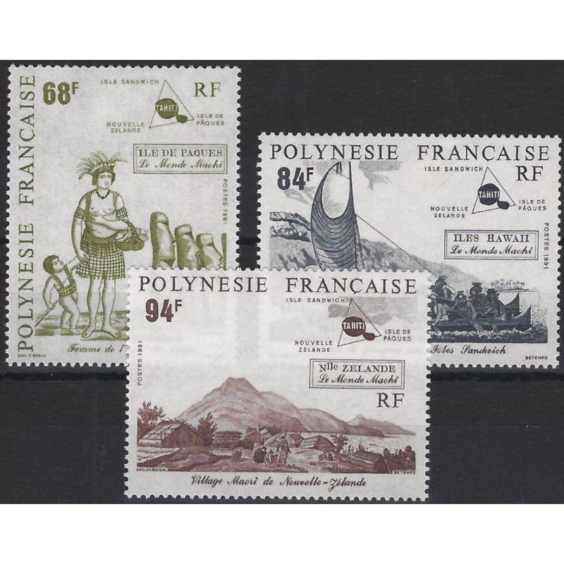 Le monde Maohi timbres Polynésie Française N°379-381 série neuf**.