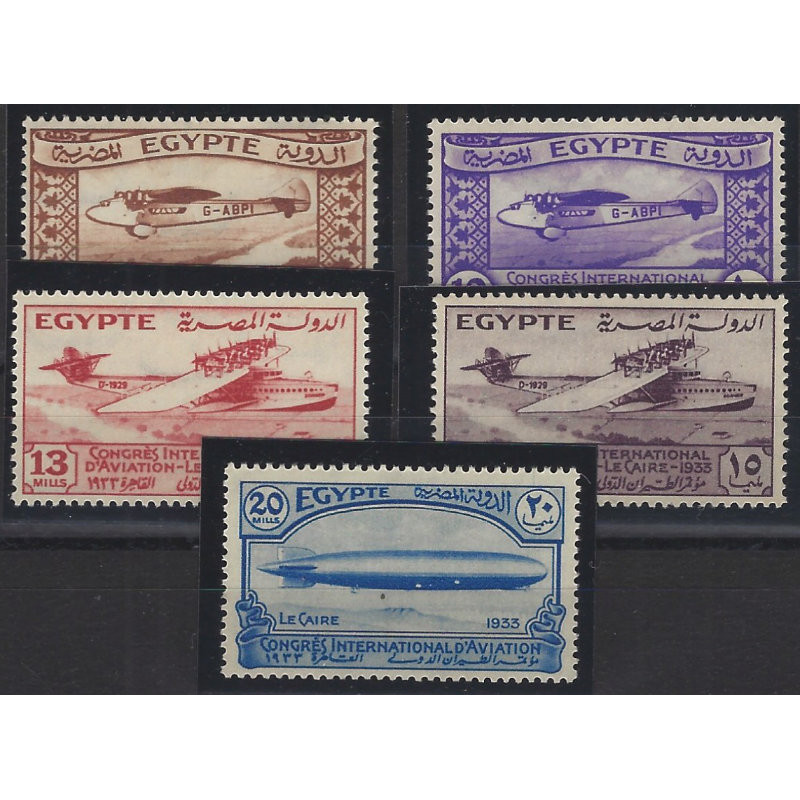 Congrès de l'aviation timbres d'Egypte N°150-154 série neuf**.