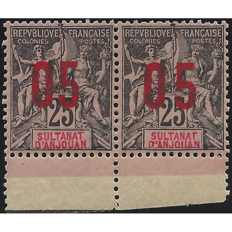 Anjouan timbre-poste N°24Aa paire neuf**.