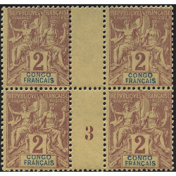 Congo Français timbre N°3 bloc de 4 avec millésime neuf**.