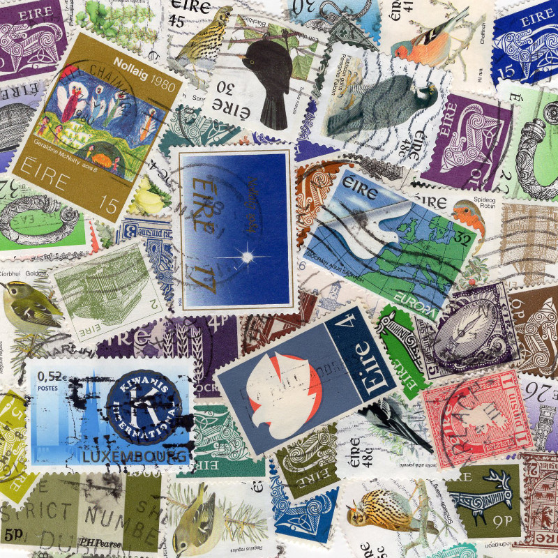 Irlande timbres de collection tous différents.