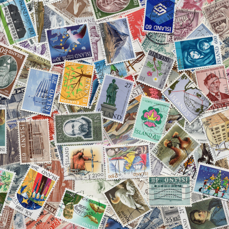 Islande timbres de collection tous différents.