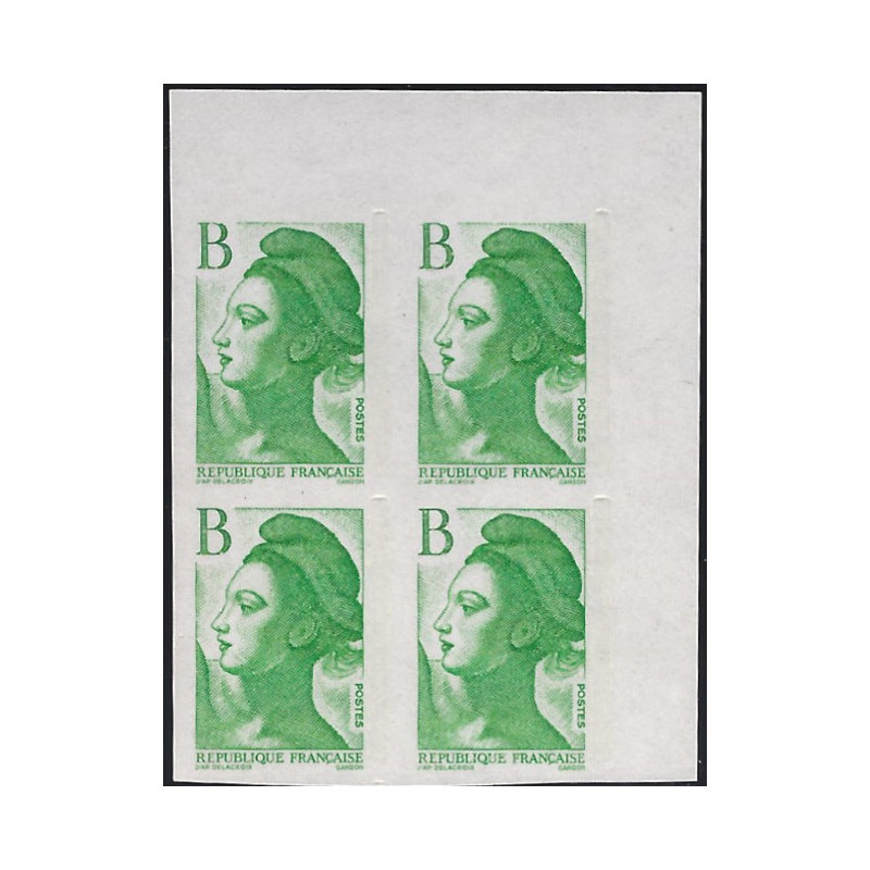 Marianne de Liberté timbre N°2483a non dentelé en bloc de 4 neuf**.