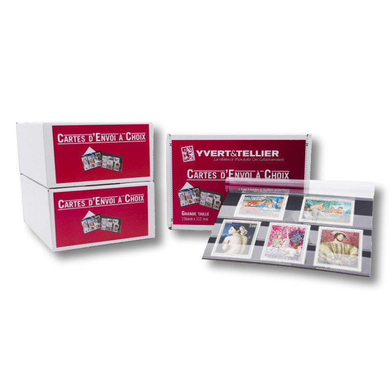 Pack de 300 cartes de classement à 3 bandes pour timbres.