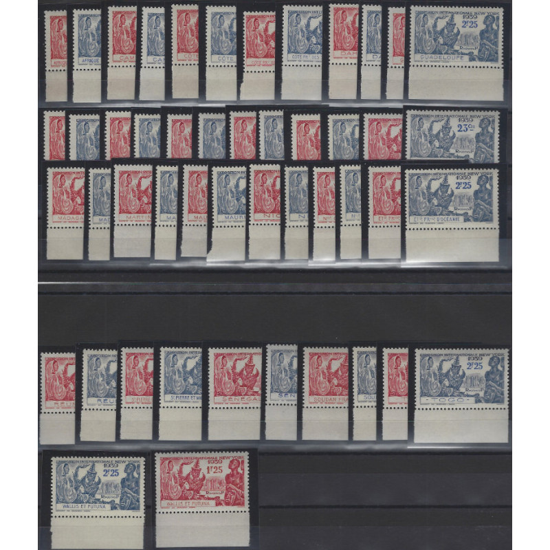 Exposition Int. de New York grande série de timbres colonies Françaises neufs**.