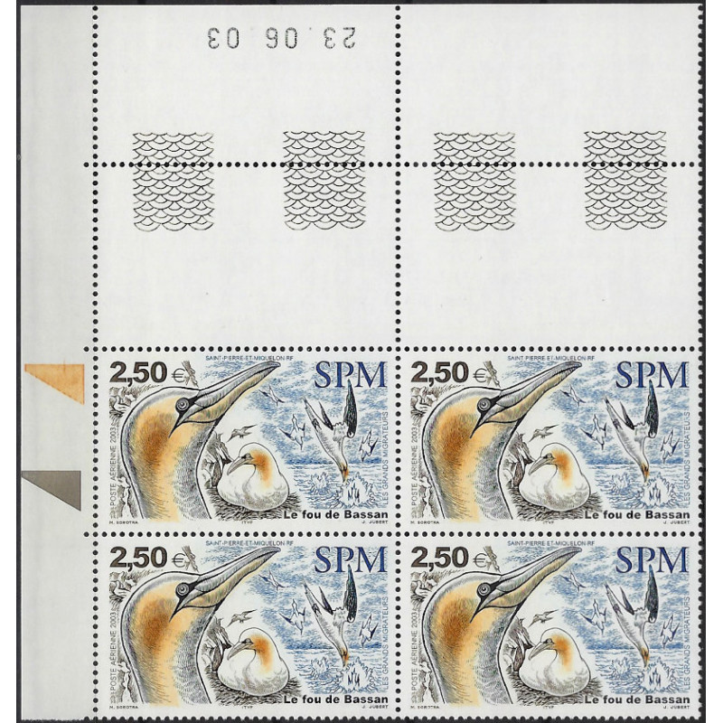 Saint Pierre et Miquelon timbre poste aérienne N°83 bloc coin daté neuf**.