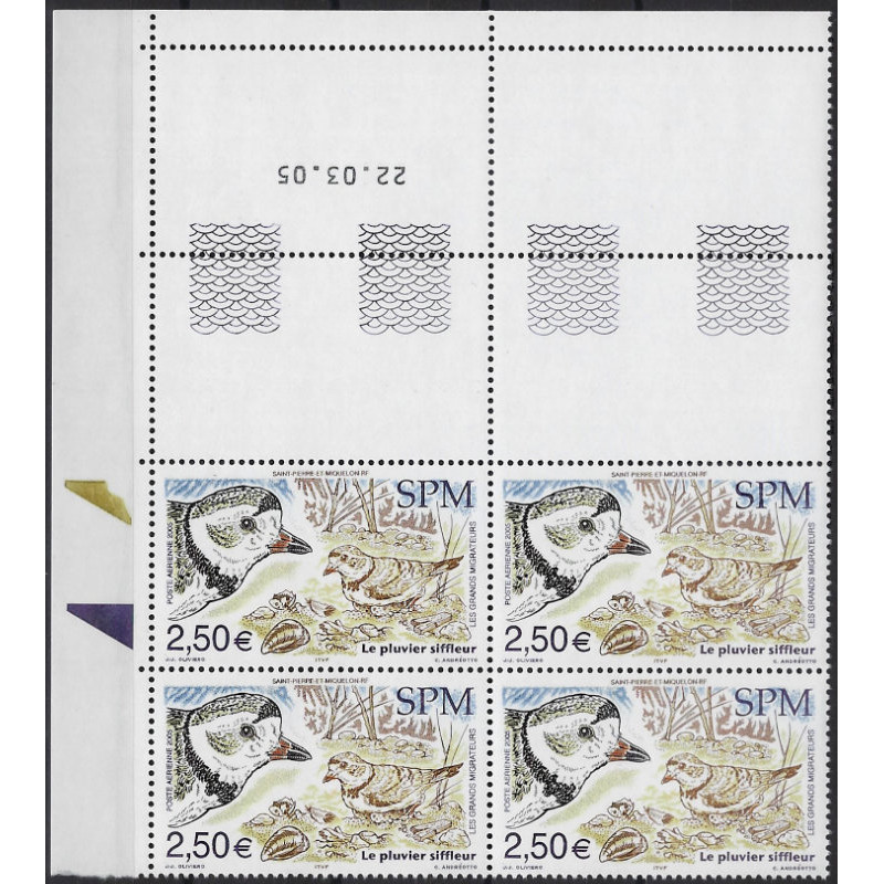 Saint Pierre et Miquelon timbre poste aérienne N°85 bloc coin daté neuf**.