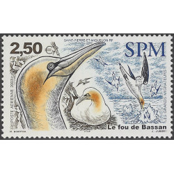 Le fou de Bassan timbre poste aérienne de Saint Pierre et Miquelon N°83 neuf**.