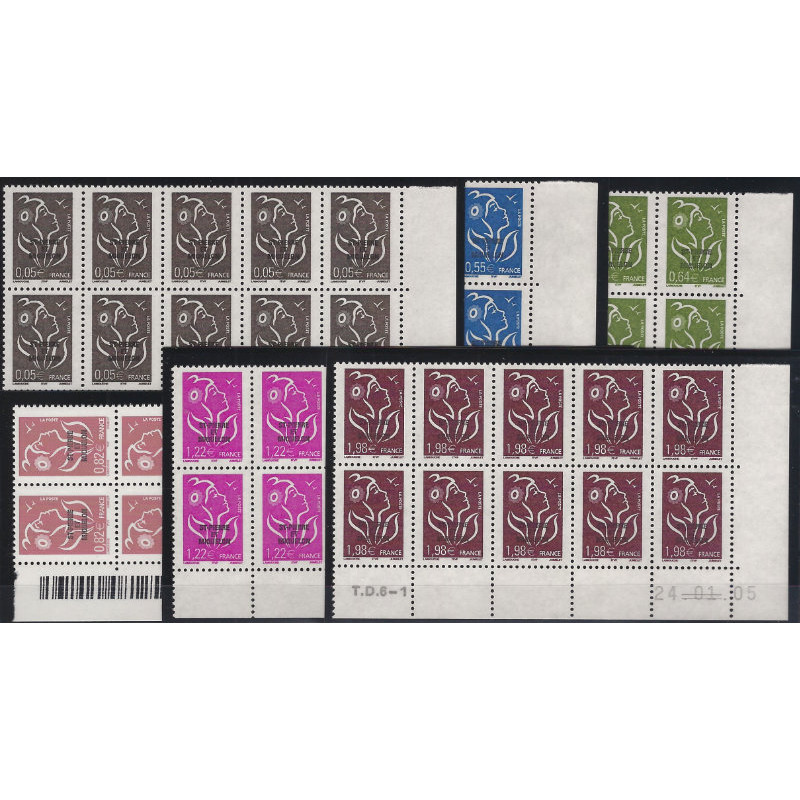 Timbres de Saint Pierre et Miquelon N°845-850 en bloc de 10 coins datés neuf**.